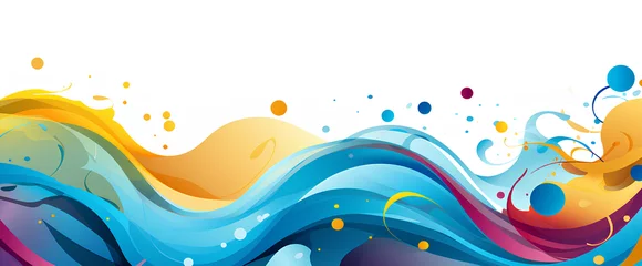 Tuinposter Summer background and banner with water, splash and waves in vector abstract shape © MOUNSSIF