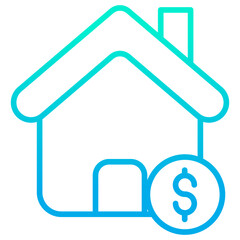 Outline gradient House rent icon