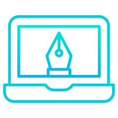 Outline gradient Laptop Pen icon