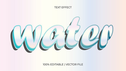 Editable text effect water 3d template style premium vector with white background gradient