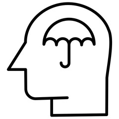 Outline Human mind Protection icon
