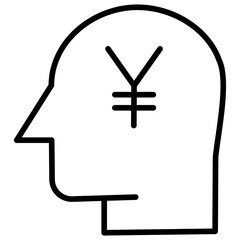 Outline Human mind Yen icon
