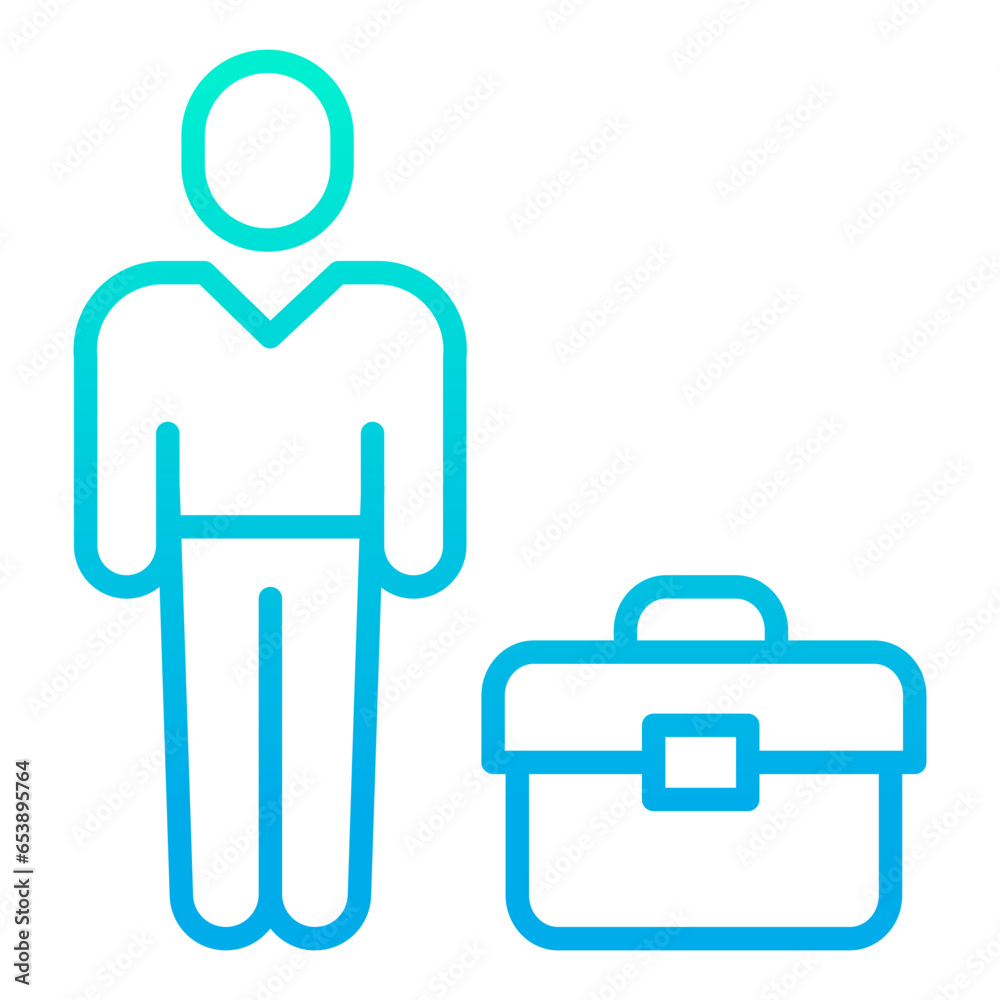 Sticker outline gradient office briefcase icon