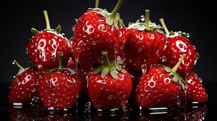  a group of strawberries with drops of water on them.  generative ai