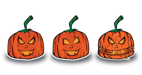 watercolor set of autumn pumpkin maple ornament elements vector illustration - obrazy, fototapety, plakaty