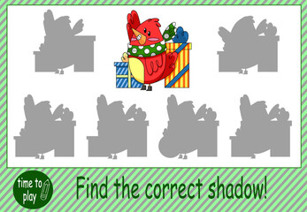 tasks for children's development. logical tasks. find the right shadow. New Year. Christmas..