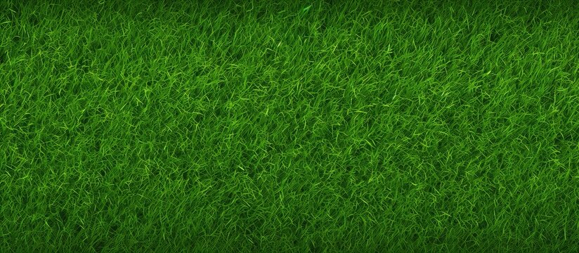 Realistic green soccer field with grass texture and mowing pattern