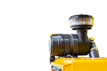 air intake filter or air cleaner with pre-cleaner unit for engine of heavy duty such as excavator tracked loader or crawler or other application use in industrial isolated on white with clipping path - obrazy, fototapety, plakaty