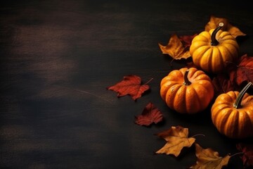 Naklejka na ściany i meble Autumn background with pumpkins. Thanksgiving, fall, halloween greeting card, invitation concept