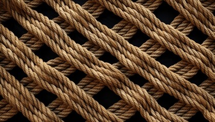 Fototapeta premium A pattern of ropes and twines twisted and platted into an interesting arrangement. Macro photo.