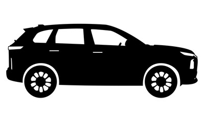 Fototapeta premium Black moving car icon isolated on white background. Suitable for all businesses.