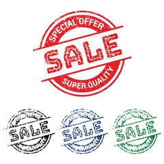 Vintage SALE Stamps Set with Grunge Texture and Different Colors