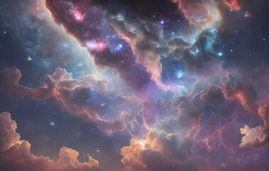 Fototapeta na wymiar Night clouds in fairy tale and fantasy style, Generative AI