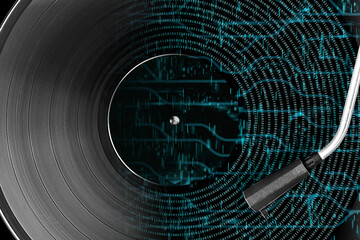 Generative music, artificial intelligence AI concept. Internet, programming, abstract background