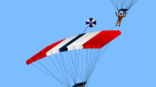 paragliders background and 2d animation, parachute, flight, sky, hang gliding, sports