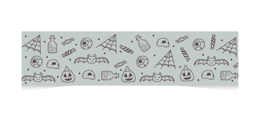 Halloween horizontal banners with hand drawn pattern template