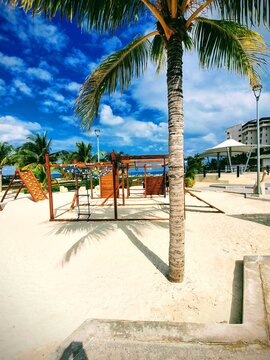 Mixco cancun beach with blue skies