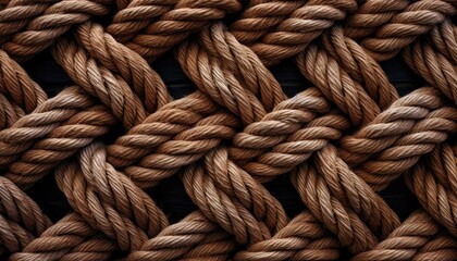 Ropes and twines twisted and platted into an interesting arrangement. - obrazy, fototapety, plakaty