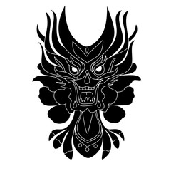 Hand drawn dragon head silhouette. Vector illustration.