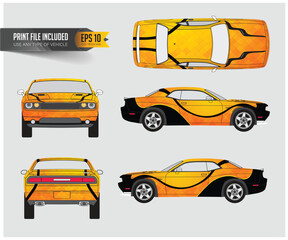 Car Wrap Livery design. Ready print wrap design for Van, pickup truck  full Vector - obrazy, fototapety, plakaty
