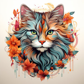 Cat t-shirt design. Printable design for t-shirts, mugs, cases, etc.