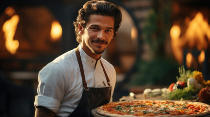 An Italian chef is preparing pizza. Gastronomic tourism, Generative AI