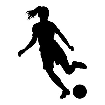 Woman soccer player silhouette. Vector illustration