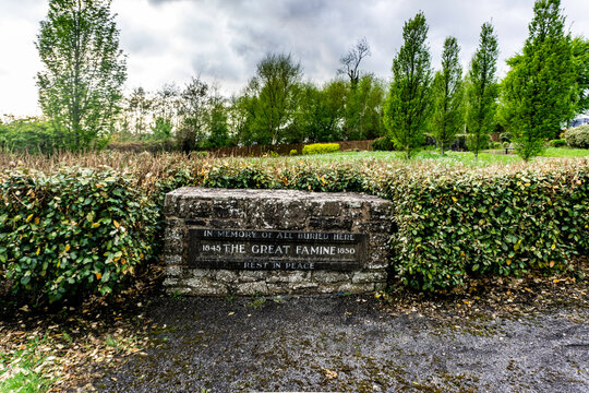 A memorial on the site of the famine graveyard in Irevinestown, Co Fermanagh.Over 1 million people died during the potato crop failure of 1845-1851.