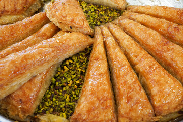 traditional turkish baklava with pistachio 