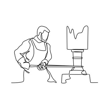 recommend clip art: One continuous line drawing of blacksmith working activity with white background. blacksmith working activity design in simple linear style. blacksmith people design concept vector illustration.