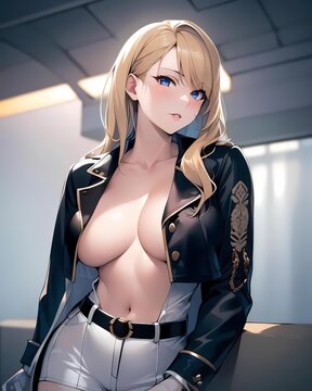 beautiful blonde anime girl - Generative AI