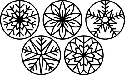 Snowflake coaster laser cut vector design, christmas bundle