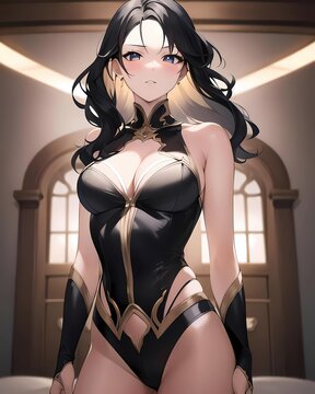 beautiful brunette anime girl - Generative AI