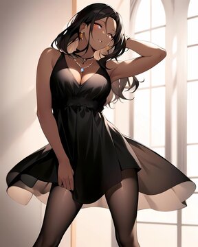 beautiful brunette anime girl - Generative AI