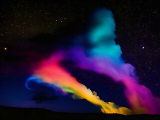 Fototapeta na wymiar a rainbow colored cloud is seen in the sky