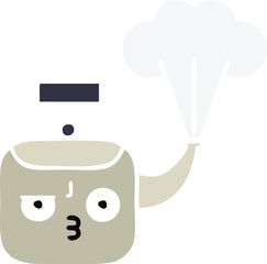 flat color retro cartoon of a steaming kettle
