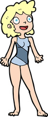 cartoon woman in swimming costume