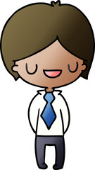 gradient cartoon illustration of a kawaii cute boy