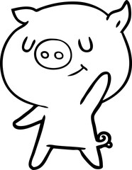 happy cartoon pig waving
