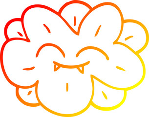 Obraz premium warm gradient line drawing of a cartoon flower with fangs