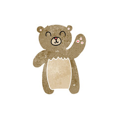 freehand retro cartoon teddy bear