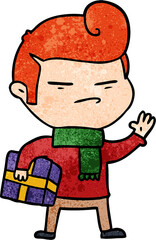 cartoon cool guy with fashion hair cut