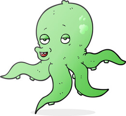 freehand drawn cartoon octopus