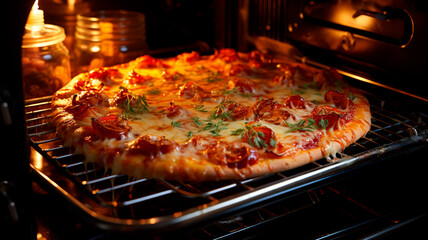 pizza in the oven