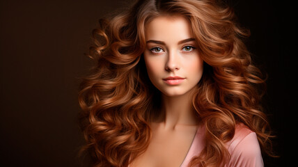 Fototapeta premium young redhead woman with red curly hair