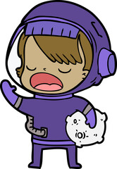 cartoon space girl holding meteor