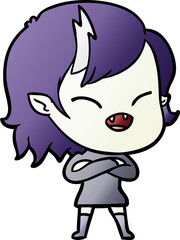 cartoon laughing vampire girl with crossed arms