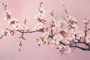  A painting of cherry blossoms, with a traditional Japanese aesthetic
