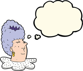 cartoon queen's head with thought bubble