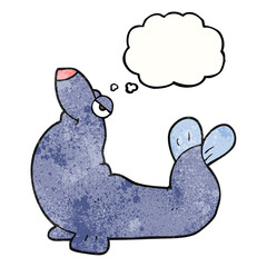 freehand drawn thought bubble textured cartoon proud seal